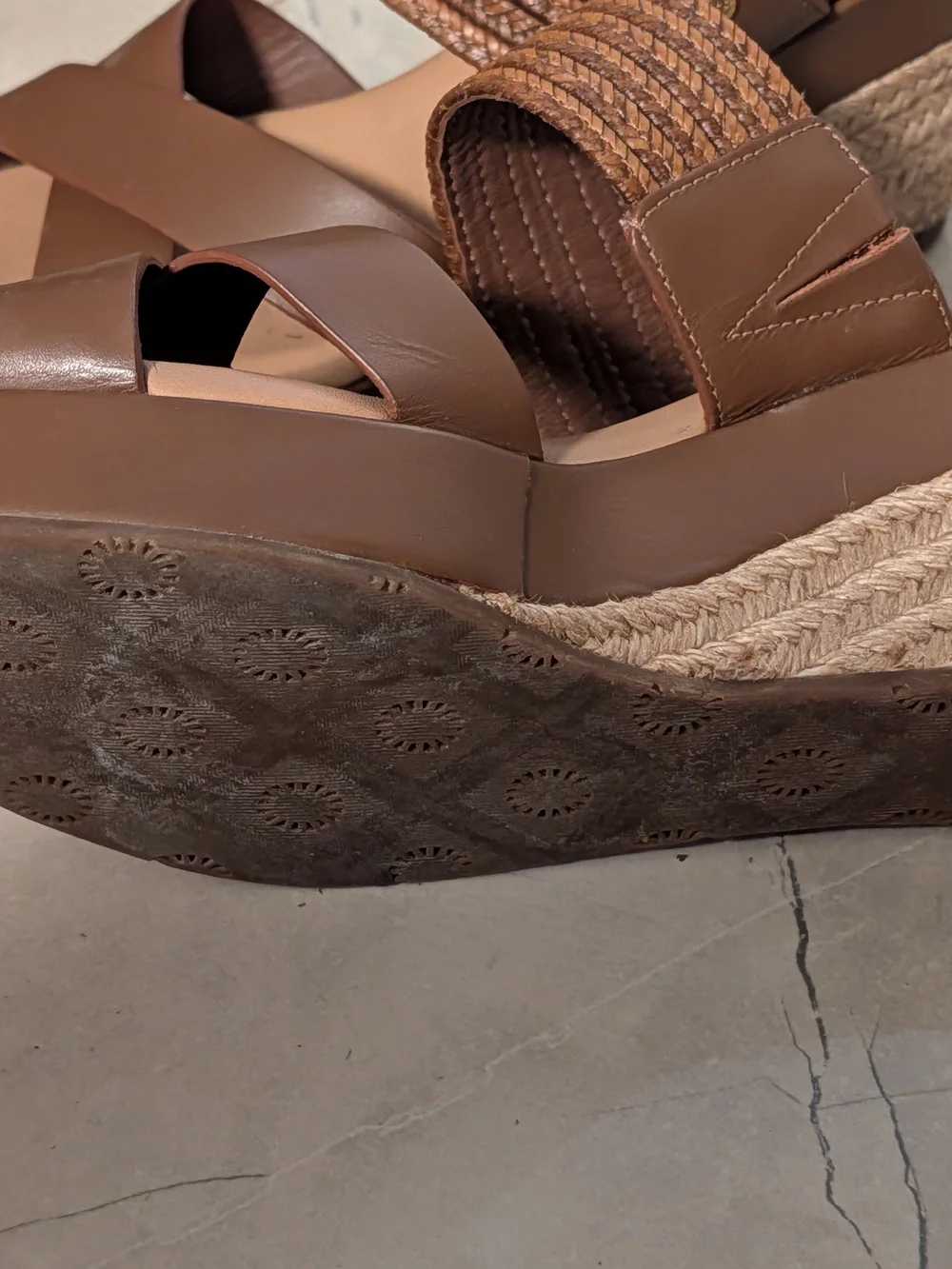 UGG Brown Braided-Strap Wedge Sandals